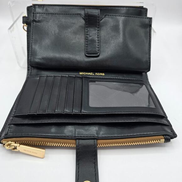 Michael Kors Wristlet Double Zip Brown Monogram Jet Set 7.5" x 4.5" - Picture 3 of 12